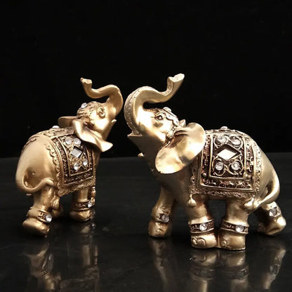 2PCS Feng Shui Resin Elephant Figurines