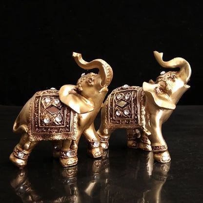 2PCS Feng Shui Resin Elephant Figurines