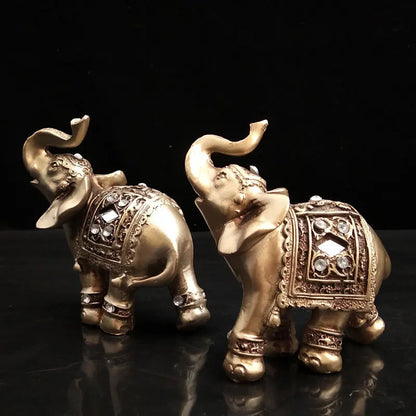 2PCS Feng Shui Resin Elephant Figurines