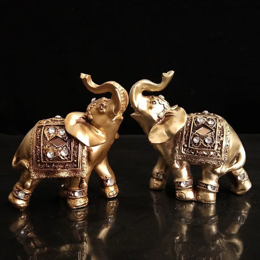 2PCS Feng Shui Resin Elephant Figurines