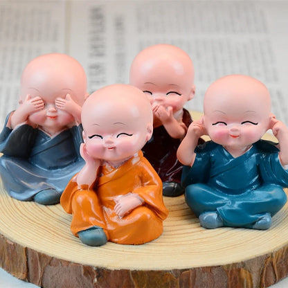 4PCS/Lot Resin Crafts Gift Lovely Little Monk Sculptures