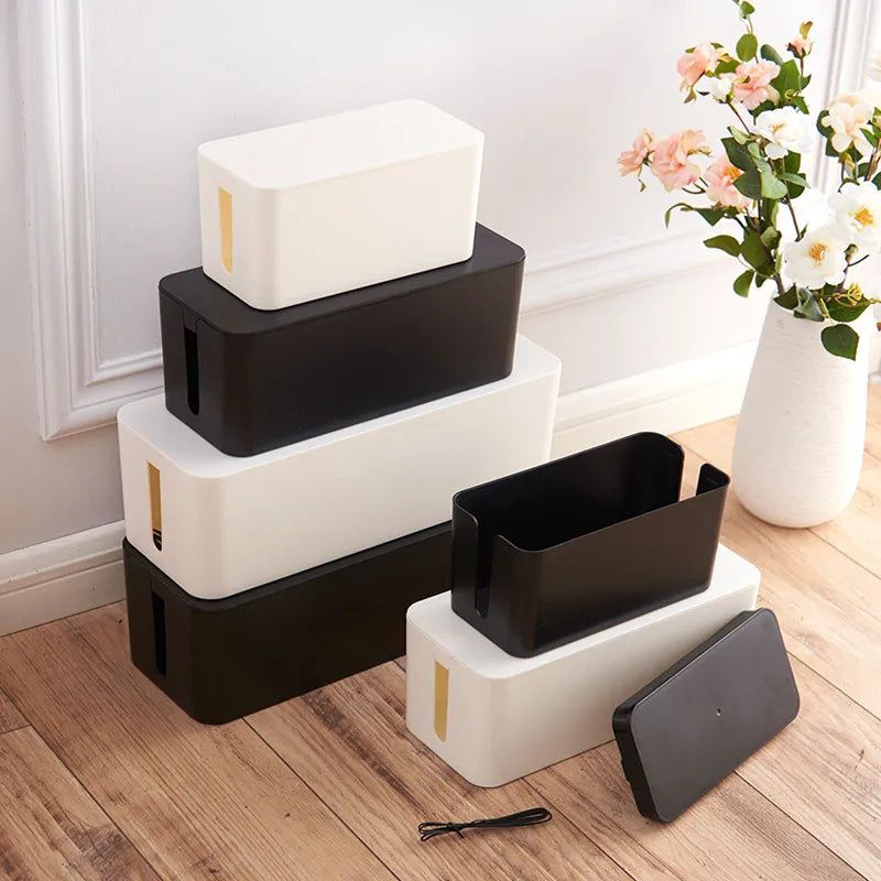 Convenient Black White Cable Tidy Storage Box