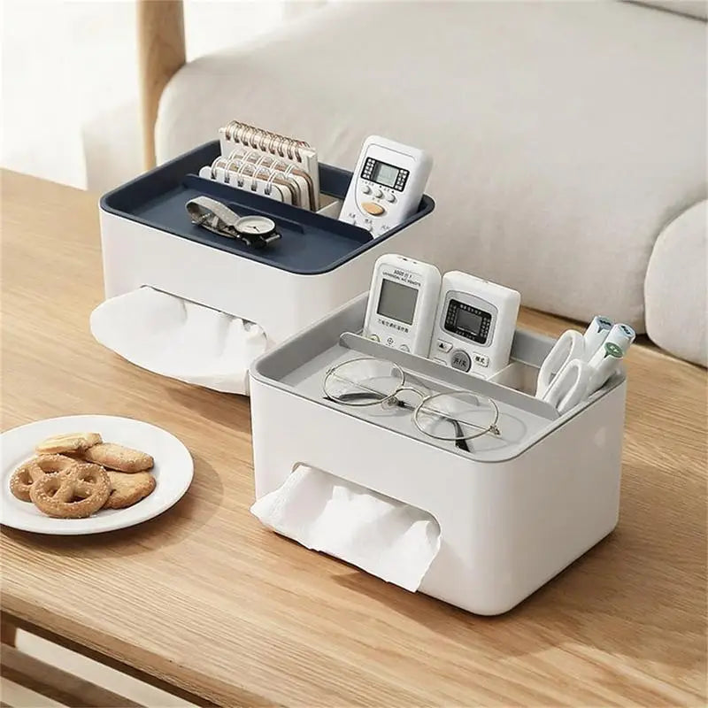 Desk Tissue Box Holder with Phone Stand
