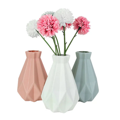 Modern Flower Vase White Pink Blue Plastic Pot